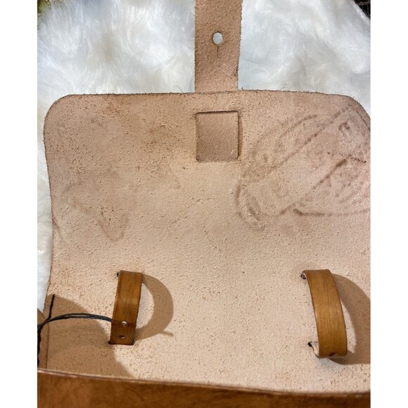 Vintage Chopper Bikers Handtooled Tooled Leather Roll Bag Cats AEH - Picture 9 of 11